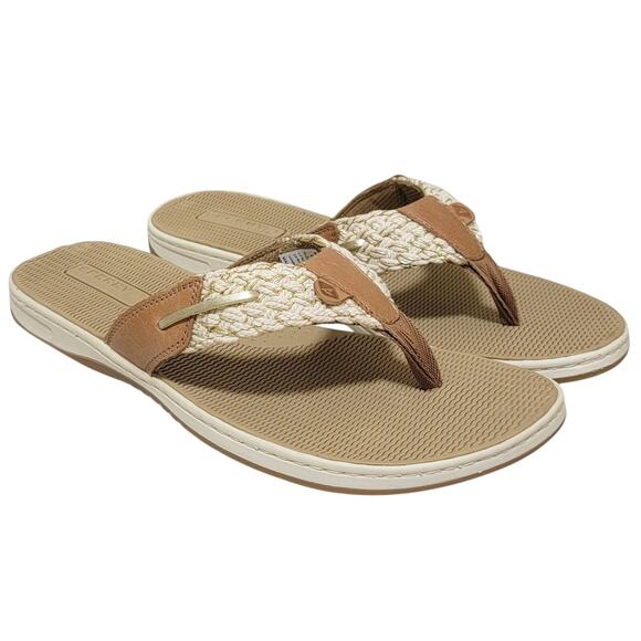 Sperry Women Parrotfish Flip Flop Thong Sandals Size US 8.5M Sahara Brown Gold - Picture 1 of 4